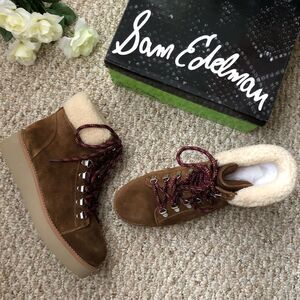 Sam Edelman Franc Lace Up Hiker Boots Size 8 Platform Shearling NEW Gorpcore